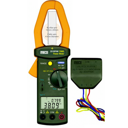 3510 PHW-Auto Digital Power Clamp Meter True RMS 999.9 A 600 V